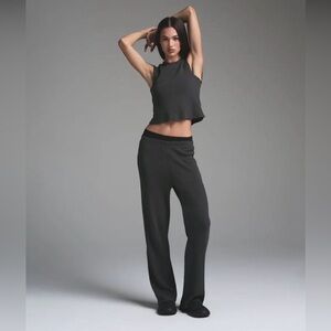 NWT Skims Women's Heavy Waffle Straight Leg Pants in Ash size Lg